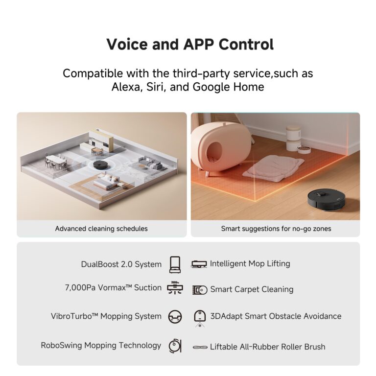Mova S10 Plus Robot Vacuum with Self-Empty Dock, 7000Pa Suction, Liftable Brush, Hands-Free Cleaning for up to 90 Days with 4L Dust Bag, PreciSense LiDAR Navigation, App & Voice Control - Image 2