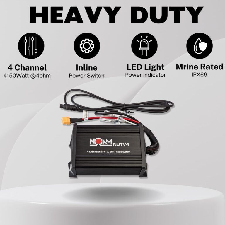 NOAM NUTV4 Quad - 4 Channels Marine Bluetooth ATV/Golf Cart/UTV Tower Speakers Stereo System - Image 7