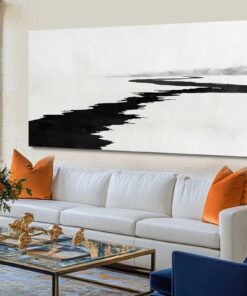 Simple Decorative Pictures Modern Home Decor 29"x58" Abstract Wall Art for Living Room Kitchen Artwork Black Photo Prints