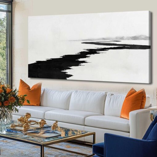 Simple Decorative Pictures Modern Home Decor 29"x58" Abstract Wall Art for Living Room Kitchen Artwork Black Photo Prints