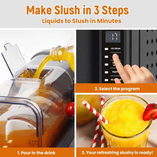 Slushie Machine - Professional Frozen Drink Maker No Ice Needed- 70 oz Slushy Machine for Home with LED Display - One-Touch Reservation & 6 Pre-set Programs for Frozen Margaritas, Frappés & Ice Cream - Image 5