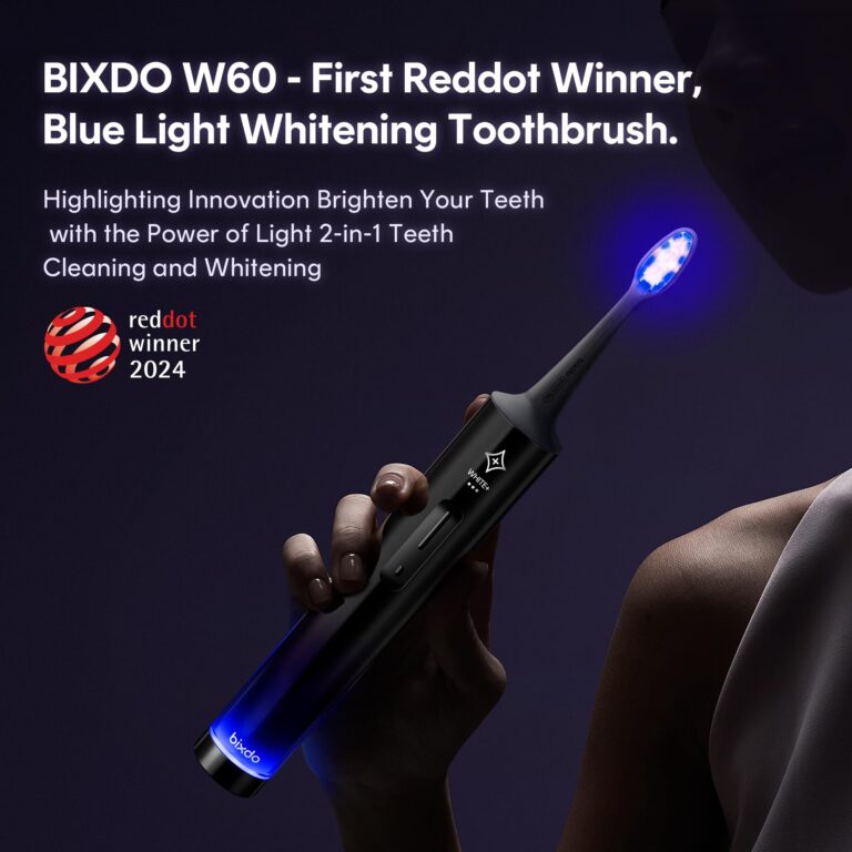 bixdo Whitening Electric Toothbrush W60 - Oscillating & Sonic Blue Light Technology with Pap Toothpaste for Sensitive Teeth, 2-in-1 Cleaning + Whitening, 180-Day Battery, Smart AI Brushing Modes - Image 6