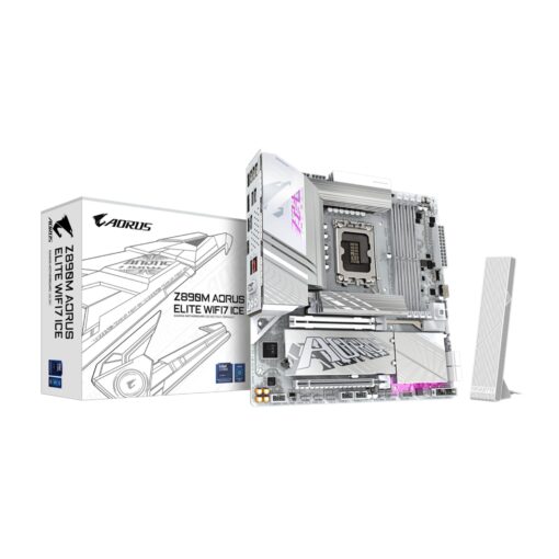 GIGABYTE Z890M AORUS Elite WIFI7 ICE Ultra Core (Series 2) LGA 1851, ATX, DDR5, 3X M.2, PCIe 5.0, Thunderbolt 4, WIFI7, 2.5GbE LAN, EZ-Latch