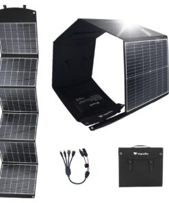 wagnation 200W Portable Solar Panel, Foldable Solar Charger with QC3.0 USB-A, Type-C & MC4 Output for Phone, Laptop, Power Station, IP65 Waterproof for Outdoor Camping, Hiking, Backpacking