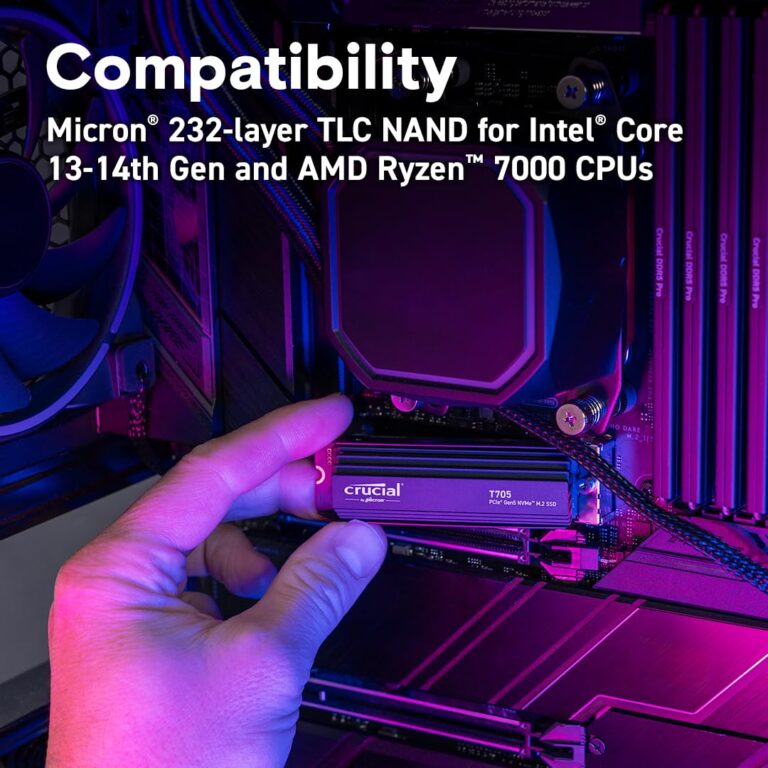 Crucial T705 2TB PCIe Gen5 NVMe M.2 SSD with Heatsink - Up to 14,500 MB/s - Game Ready - Internal Solid State Drive (PC) - +1mo Adobe CC - CT2000T705SSD5 - Image 3