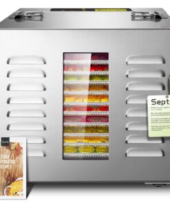 Septree Commercial 10 Trays Food Dehydrator machine, Usable Area up to 17ft² and 190℉ Temperature, 1000W Detachable Full Stainless Steel Dryer,for Meat, Fruit, Beef, Herbs, Pet Food,freeze dryer