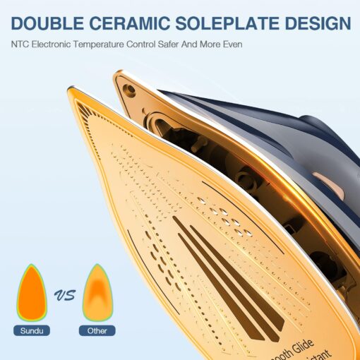 Sundu Pro Steam Station with Ceramic Soleplate, 1800W Steam Station Iron for Clothes with 1.5L Removable Water Tank, Iron Lock for Easy Carry, Auto ShutOff, Self Cleaning, Clothing Steam Iron for Home - Image 6