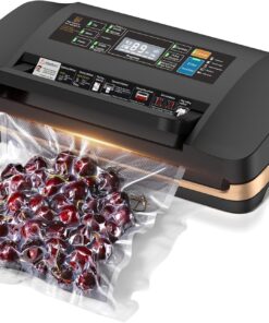 Vacuum Sealer Machine, Automatic 6-in-1 Food Sealer with Digital Timer, Food Vacuum Sealing Preservation Bulit-in Cutter, Powerful Sealing System for Food Preservation with Liquid/Moist/Dry Food