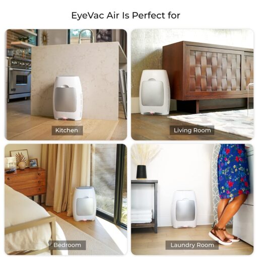 EyeVac Air 2-in-1 HEPA Air Purifier & Touchless Vacuum Automatic Dustpan - Ultra Fast & Powerful - Covers 600 Sq ft - Corded Canister Vacuum, Bagless, Automatic Sensors, 1000 Watt (White/White) - Image 2