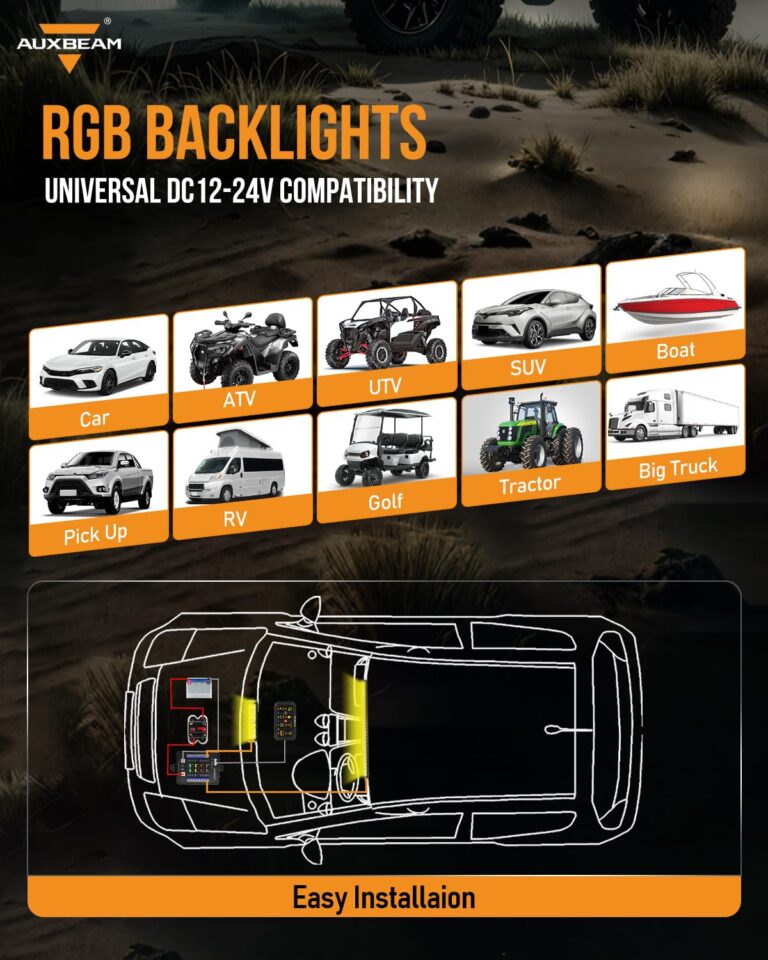 Auxbeam RGB Bluetooth 8 Gang Switch Panel AR-820 Toggle Momentary Pulsed Switch Pod for Truck UTV Offroad Boat Auxiliary LED Light Controller with Circuit Relay System Box Waterproof, 2-Year Warranty - Image 5