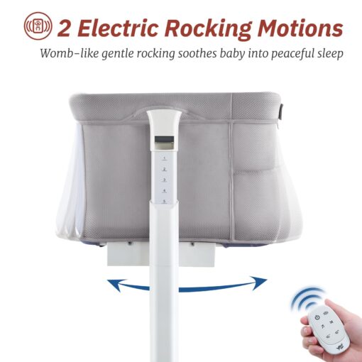 VaVaSoo Rocking Bassinet for Baby Automatic Bedside Crib Electric Baby Cradle 5 Heights Adjustable Bedside Sleeper for Infant Smart Auto Rocking Crib 3 in 1 Bassinet on Wheels, Light Grey - Image 7