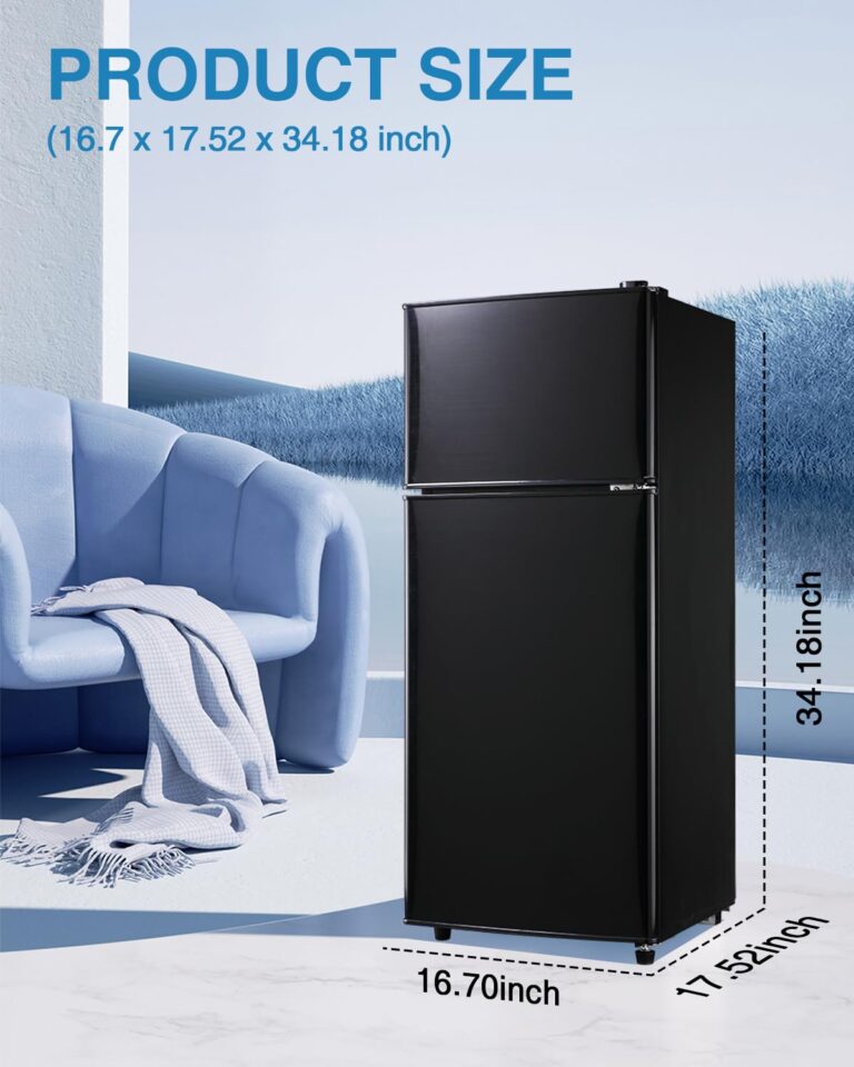 Kazigak Mini Fridge with Freezer, 3.5 Cu.Ft Compact refrigerator, Small Fridge with 7 Adjustable Thermostat, 2 Doors, For Dorm/Apartment/Office/Kitchen - Black - Image 2