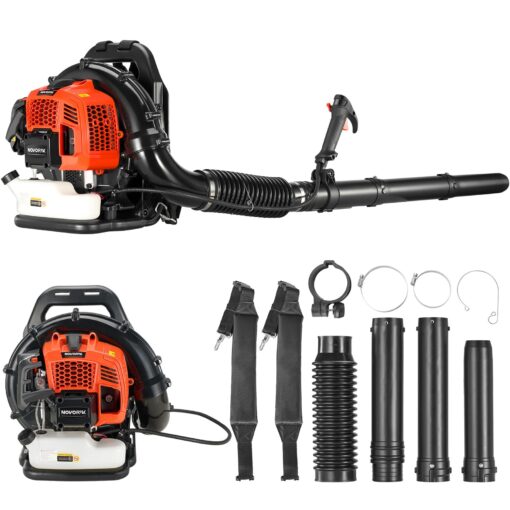 52cc Gas Backpack Leaf Blower, 2.1 HP Engine, High-Velocity 570 CFM, 250 MPH, Ergonomic Design, Low Vibration, and Cruise Control for Yard Work All Year Round