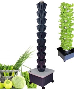 Hydroponics Growing, Hydroponic Germination Kit for Gardening Lover, Indoor Vertical Tower Garden Kit for Herbs,Fruits and Vegetables,Grey-8floors