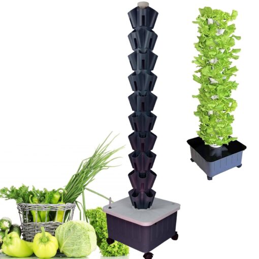 Hydroponics Growing, Hydroponic Germination Kit for Gardening Lover, Indoor Vertical Tower Garden Kit for Herbs,Fruits and Vegetables,Grey-8floors