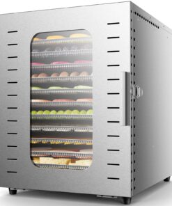 Ausegia Commercial Large 12 Trays Food Dehydrator, Usable Area up to 22.67ft², 1200W Full Stainless Steel Dryer Machine, up to 190℉ Temperature, for Meat, Fruit, Veggies, Beef, Herbs, Pet Foods