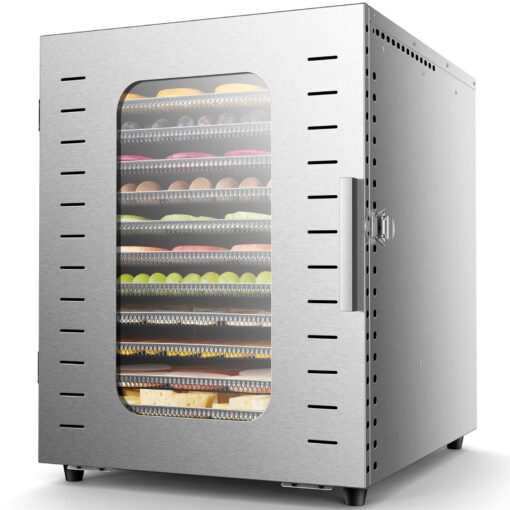 Ausegia Commercial Large 12 Trays Food Dehydrator, Usable Area up to 22.67ft², 1200W Full Stainless Steel Dryer Machine, up to 190℉ Temperature, for Meat, Fruit, Veggies, Beef, Herbs, Pet Foods