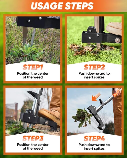 Saker Weed Puller Tool Stand Up Garden Tool with Long Handle & Stainless Steel Claws + 22V Cordless Electric Garden Tiller, 9-Inch Tilling Width, 6.3-Inch Depth, 2 Batteries & Charger Included - Image 4