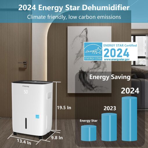 Smart Dehumidifier,Folanzy 120 Pints Energy Star Dehumidifier for Basement Bedroom Home Garage and Large Room Spaces up to 6,200 Sq. Ft with Drain Hose and Water Tank - Image 5