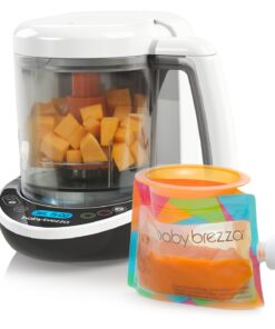 Baby Brezza Small Baby Food Maker Set – Cooker and Blender in One to Steam and Puree Baby Food for Pouches - Make Organic Food for Infants and Toddlers - Includes 3 Pouches and 3 Funnels