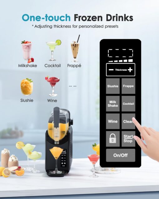 EUHOMY 88oz Slushie Machine, No Ice Needed Slushy Machine for Home, Professional Frozen Drink Maker, Self-Cleaning, 5 Preset Programs, Frozen Margaritas, Frappés, Milkshake. - Image 5