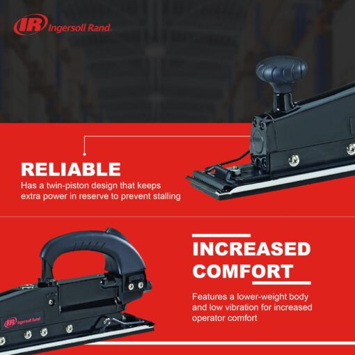 Ingersoll Rand 315G Straight Line Air Sander, Edge Series Pneumatic Tool, Heavy Duty Sanding, Leveling Large Flat Surfaces, Dual Piston Design, Black - Image 5