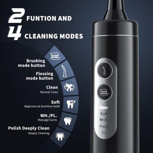 Binzls Electric Toothbrush with Water Flosser, 2 in-1 Teeth Cleaning Kit with 4 Modes, Portable for Travel and Home, Oral Dental Care Fsa Hsa - Image 5