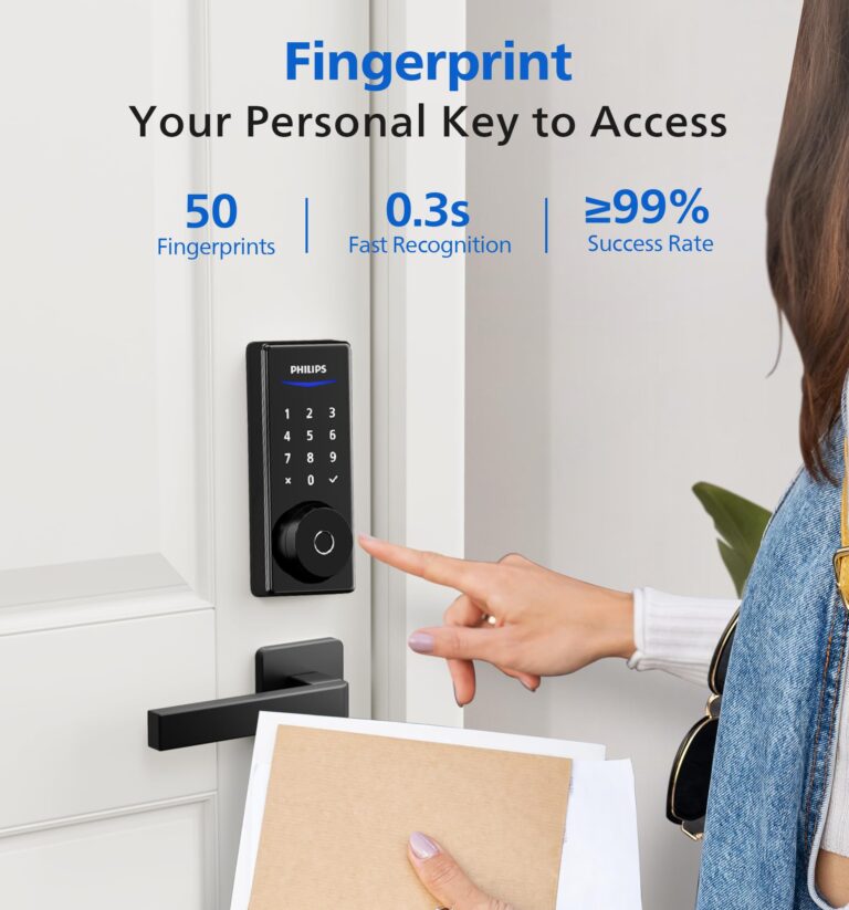 Philips Wi-Fi Smart Door Lock, Keyless Entry Door Lock with App Control,Fingerprint ID,Auto Lock,Keypad Deadbolt with Wi-Fi Bridge Adaptor,Smart Locks for Front Door-Matte Black - Image 6