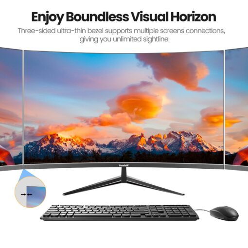 Gawfolk Monitor 32 inch Computer Monitor QHD (2560 x 1440) 2K 1500R Curved Computer Monitors 75HZ PC Monitors VA Screen for Home, Office and Dormitory,Support Wall Mount- Black - Image 4