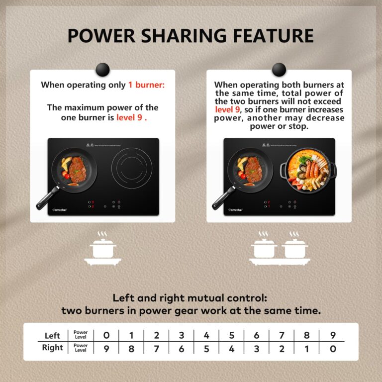 AMZCHEF Induction Cooktop 2 Burners, Bulit-in & Countertop 9 Power Levels Electric Cooktop with Plug, 110V-120V Double Induction Stove Sensor Touch, 99-min Timer, Safety Lock, Ceramic Glass - Image 6