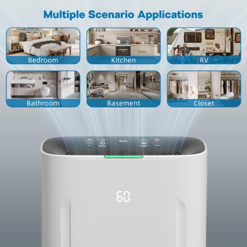 2025Upgraded 5000 Sq.Ft 80 Pint Dehumidifier for Basements with Large 6.5L Water Tank,24H Timer,Child Lock,Defrost,Silent,mold,4 Modes Operation Auto Shut-off - Image 5