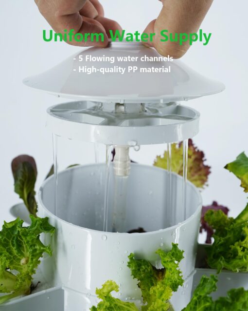 DPROOTS Hydroponic Tower Growing System，45 Pods Vertical Garden，Suitable for Indoor and Greenhouse, Grow Herbs and Vegetables，Houseplant Farming with Water Circulation and Automatic Timer - Image 6