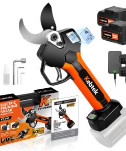 Cordless Electric Pruning Shears 40MM, Kebtek Professional Pruning Shears Battery Powered 18V Brushless Motor 2Pack 2AH Rechargeable Battery-LCD Display Screen (KT940)