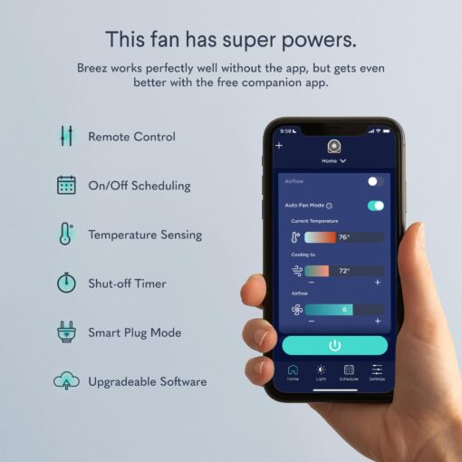 SNOOZ Breez 2-in-1 Smart Bedroom Table Fan & White Noise Machine - Smooth, Powerful Air - Adjustable White Noise - Remote Control, Scheduling, & Smart Features via App - Image 3