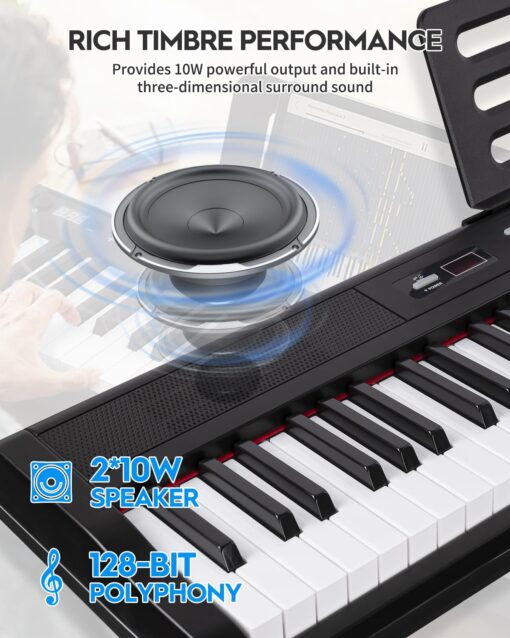 STRICH Digital Piano Keyboard with Stand - Full Size Electric Keyboard with Semi-Weighted 88 Keys, Sustain Pedal, Music Rest - 900 Sounds, 700 Rhythms, Portable Design for Beginners, Black, SEP-150 - Image 7