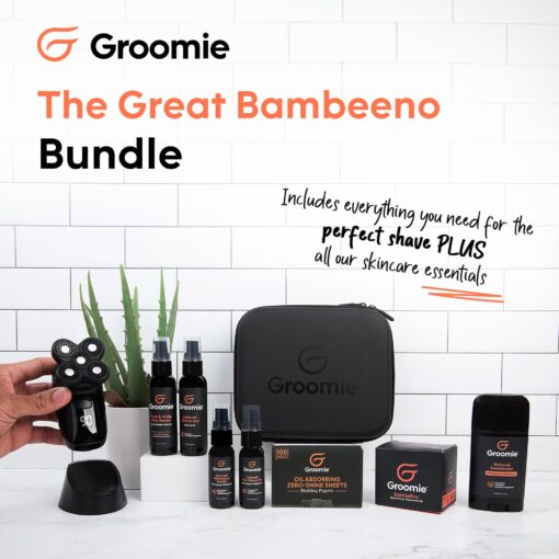 Groomie Mens Grooming Bundle - BaldiePro Electric Head Shaver for Bald Men Includes Travel Case, Charging Dock & Accessory Kit - Deodorant, Scalp & Face Serum, Shave Gel, Aftershave, Pre-Shave Oil - Image 7