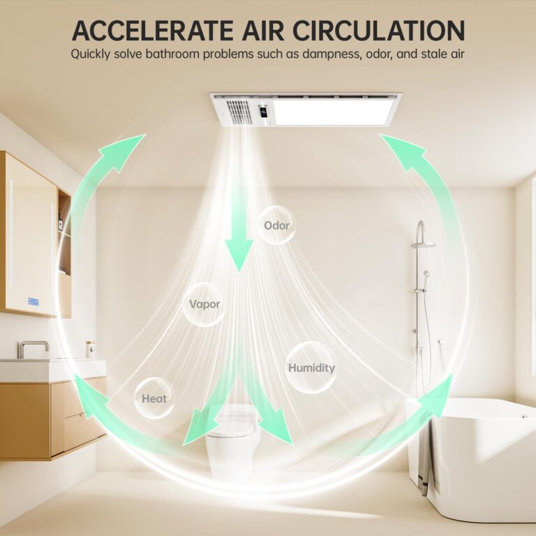 VallisCo Bathroom Exhaust Fan with Light and Heater, 4 in 1 Bathroom Fan with Heater, 1800W Heating Power, Remote Control, Quiet & Powerful for Ventilation, Lighting, Heating, and Drying - Image 5