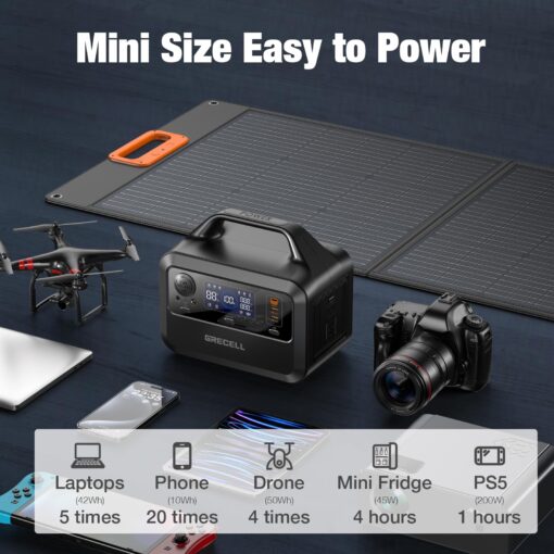 GRECELL Portable Power Station 300W, 230Wh LiFePO4 (LFP) Battery, 1.5hrs Fast Charging, 2 Up to 300W(Peak 600W) AC Outlets, Solar Generator for Outdoor Camping/RVs/Home Use - Image 7