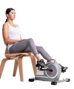 Sunny Health & Fitness Magnetic Under Desk Mini Exercise Cycle Bike, Dual Function Pedal Exerciser with Digital Monitor and Carrying Handle – SF-B020026