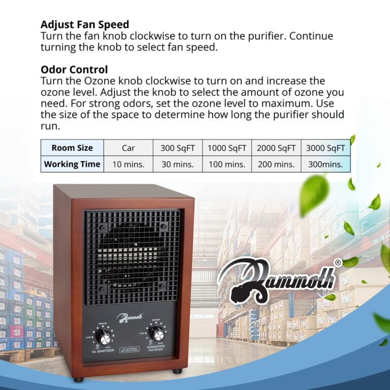 Mammoth Ion and Ozone Generator 3000 mg/hour, Adjustable up to 3,500 SqFt Ionizer & Deodorizer Ozone Odor Eliminator- Ozone Machine Wooden Design Ideal for Dust, Pollen, Pets & Smoke Smell - Image 2