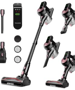 Cordless Vacuum Cleaner, 40Kpa 45Mins Vacuum Cleaners for Home, 8-in-1 Lightweight Stick Vacuum with Powerful Suction, Anti-tangle Wireless Vacuum for Carpet, Tile, Pet Hair, Hardwood Floors, Black