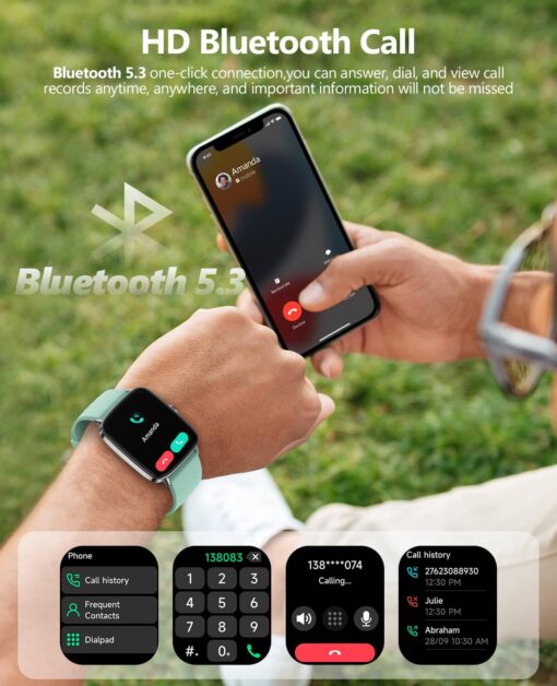 2025 Smart Watches for Men Women, 1.85" AI Voice Smartwatch, 24/7 Heart Rate Monitor, Stress/SpO2/Sleep Tracker, IP68 Waterproof, Weather, 100+ Sports Fitness Tracker for Android iOS Green - Image 5