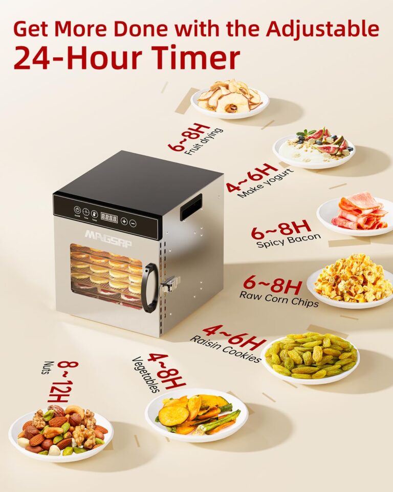 8-Tray Stainless Steel Food Dehydrator for Jerky & Meat | 194℉ Adjustable Temperature, 24-Hour Timer, Overheat Protection | Perfect for Fruits, Vegetables, and Herbs - Image 4