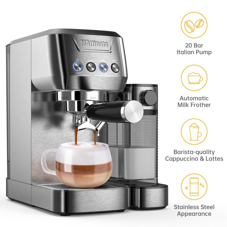 MAttinata Espresso Machine 20 Bar, Cappuccino Machine for Home with 2.0 Long Life Automatic Milk Tank, Espresso Maker with Milk Frother, Stainless Steel-Moon - Image 5
