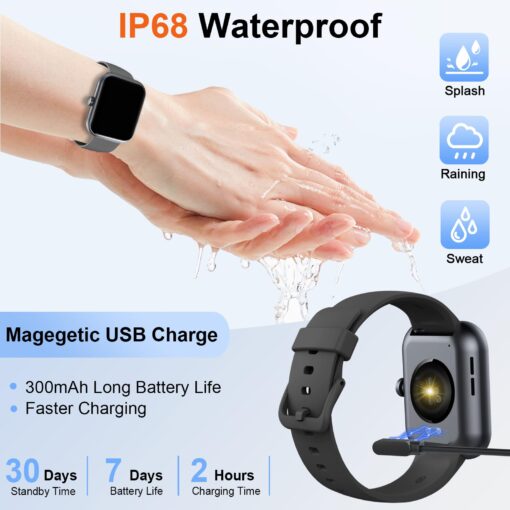 Smart Watch(Answer/Make Calls), 1.91" Smartwatches for Men Women, Fitness Tracker with 110+ Sport Modes, IP68 Waterproof, Heart Rate/Sleep/Spo2 Monitor, Pedometer, Activity Tracker for Android iOS - Image 2