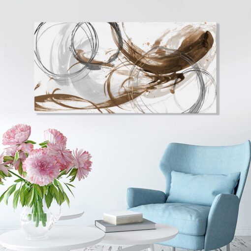 Sxurmtiie Canvas Wall Art Abstract Art Paintings brown Fantasy Colorful Graffiti on White Background 30inchx60inch Modern Artwork wall Decor for Living Room Bedroom Kitchen - Image 3