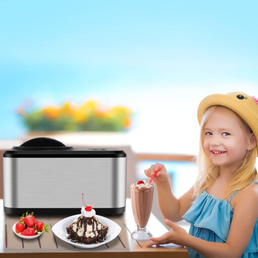 KUMIO 1.6-Quart Ice Cream Maker with Compressor, No Pre-Freezing, 4 Modes Ice Cream Maker Machine with LCD Display, Timer, Automatic Gelato & Yogurt Machine, Stainless Steel - Image 3