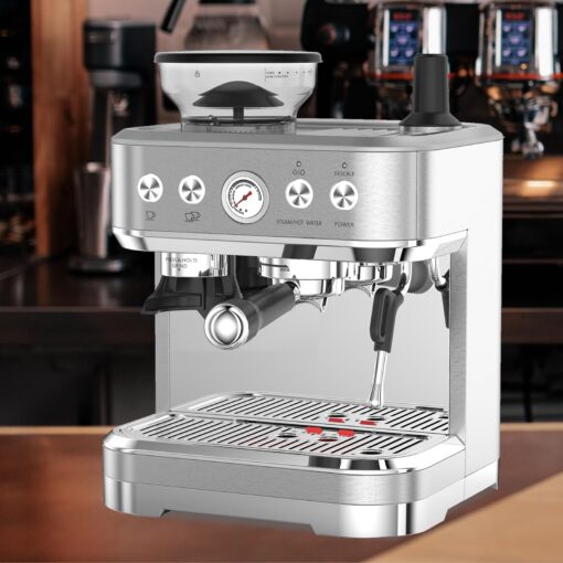 Takywep Professional Espresso Machine with Built-In Grinder and Milk Frother, 15 Bar Cappuccino and Latte Maker, Gift for Coffee Enthusiasts, Mom, Dad - Image 4