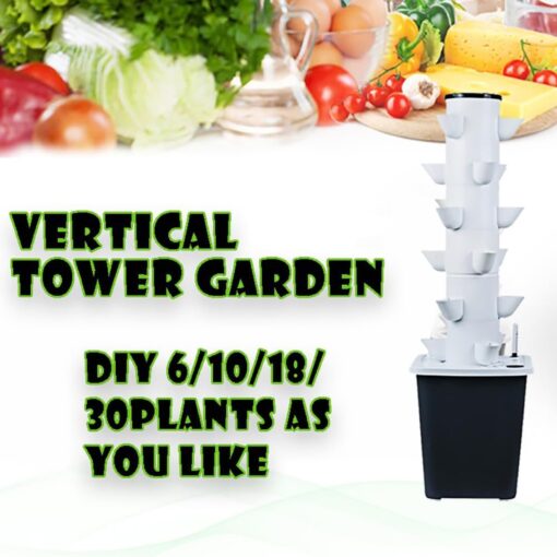 30 Pods Hydroponics Tower Garden Hydroponic Growing System Aeroponics Growing Kit for Herbs, Fruits and Vegetables with Hydrating Pump, Adapter, Net Pots, Timer for Herbs, Fruits and Vegetables ( Colo - Image 7