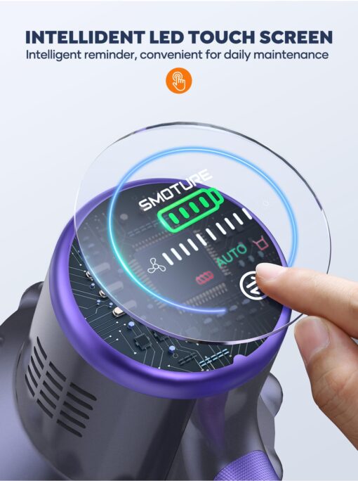Cordless Vacuum Cleaner, 2 Batteries 110 Mins Runtime Vacuum Cleaners for Home, 40KPA 450W Stick Vacuum with Brushless Motor, Automatically Adjust Suction, Handheld Vacuum for Pet Hair/Carpet/Floor - Image 5